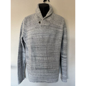 Banana Republic Cotton Blend Men's fisherman Shawl Collar Sweater Gray Size LG